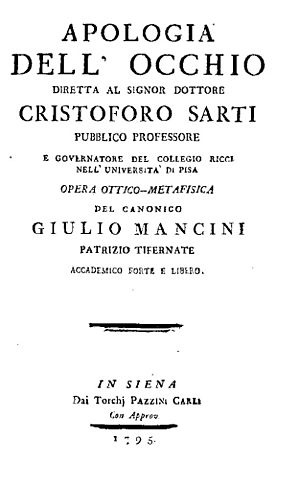 Mancini, Giulio – Apologia dell'occhio, 1795 – BEIC 1402608