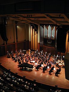 Seattle Symphony Orchestra on stage in Benaroya Hall