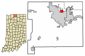 Location of Notre Dame in St. Joseph County, Indiana