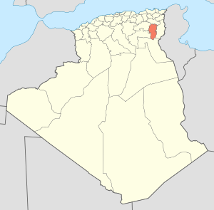 Map of Algeria highlighting Khenchela