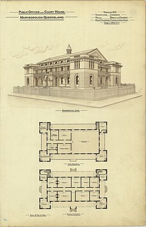 Architectural plan of the Public Offices and Court House, Maryborough, circa 1888