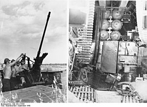 Bundesarchiv Bild 183-J15363, Ploesti, Flak und abgeschossener Bomber