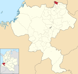 Location of the municipality and town of Puerto Tejada, Cauca in the Cauca Department of Colombia.