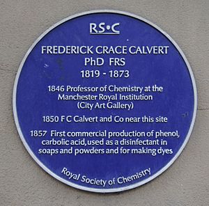Frederick Crace Calvert - Royal Society of Chemistry blue plaque - Manchester - Andy Mabbett