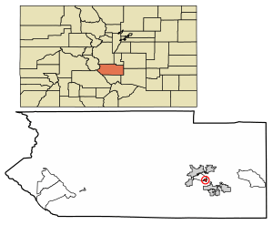Location of the Town of Brookside in Fremont County, Colorado.