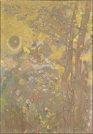 Odilon Redon - Trees on a yellow Background - Google Art Project