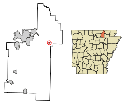 Location of Williford in Sharp County, Arkansas.