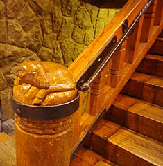 Stairway post of a ram - Timberline Lodge Oregon
