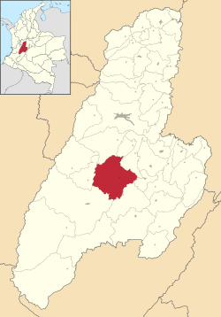 Location of the municipality and town of Ortega in the Tolima Department of Colombia