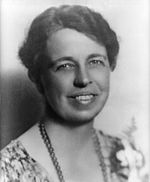 Black-and-white photographic portrait of Eleanor Roosevelt