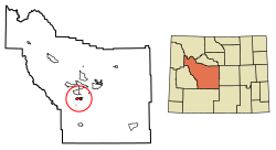 Location of Lander in Fremont County, Wyoming.