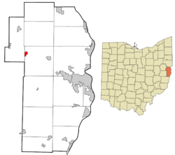 Location of East Springfield in Jefferson County and in the state of Ohio