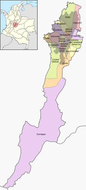 Mapa del Distrito Capital de Bogotá (político)