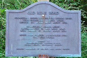 Old Mine Road information plaque by Pahaquarry Copper Mine, NJ
