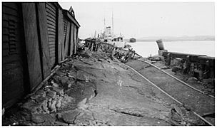 1931 Hawkes Bay Earthquake - Port Ahuriri - HMS Veronica at Wharf (24025654223)