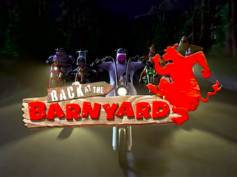 Otis and the "Jersey Cows" ride motorcycles towards the camera, with the series' logo superimposed on top of them.