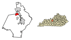 Location of Vine Grove in Hardin County, Kentucky.
