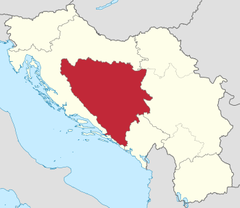 Location of Bosnia and Herzegovina in Yugoslavia.