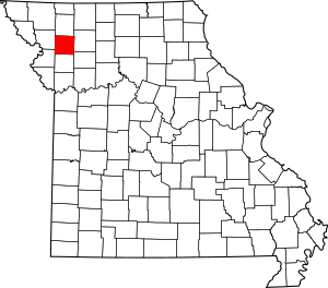 Map of Missouri highlighting DeKalb County