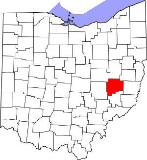 Map of Ohio highlighting Guernsey County
