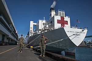 US Marines and USNS Mercy in Los Angeles for COVID-19 response