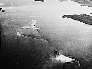 US Navy aircraft attack on German shipping in Bodo Harbor on 4 October 1943