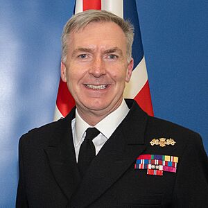 Admiral Sir Tony Radakin, United Kingdom Chief of Defense at NATO Headquarters in Brussels, Belgium Jan. 17, 2024 (cropped).jpg