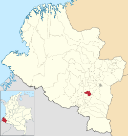 Location of the municipality and town of Imues in the Nariño Department of Colombia.