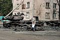Destroyed Georgian T-72 tank in Tskhinvali
