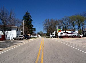 Looking north at Dundee on Highway 67