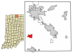 Location of Wakarusa in Elkhart County, Indiana.