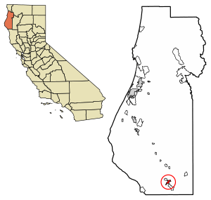 Location of Garberville in Humboldt County, California.