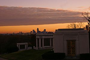 Indianapolis Skyline Sunset from Crown Hill Cemetery