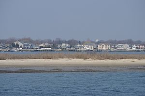 Homes in Baldwin Harbor, as seen from Waterfront Park in Freeport.