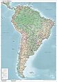 Map of South America (physical, political, population) with legend