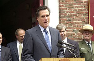 Mitt Romney speaking at Old North Church in Boston