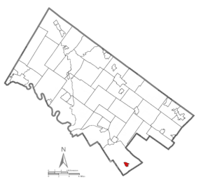 Location of Narberth in Montgomery County, Pennsylvania.