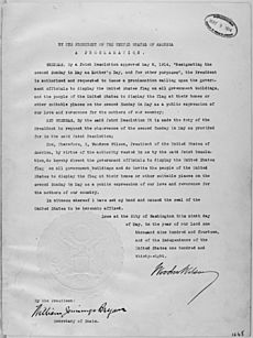 President Woodrow Wilson's Mother's Day Proclamation of May 9, 1914 (Presidential Proclamation 1268). - NARA - 299965