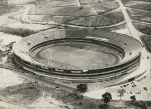 Vista aérea do Estádio do Morumbi, 23 jan 1970