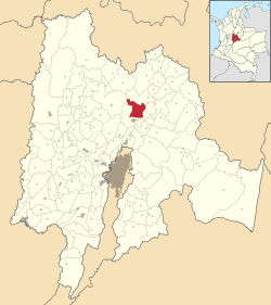 Location of the town and municipality of Cogua in the Cundinamarca Department.