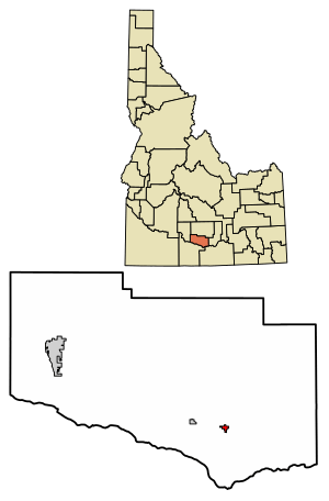 Location of Hazelton in Jerome County, Idaho.