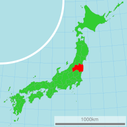 Map of Japan with Fukushima highlighted
