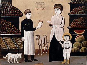 Niko Pirosmani. A Tatar Fruiterer. Oil on cardboard, 75x106 cm. The State Museum of Fine Arts of Georgia, Tbilisi