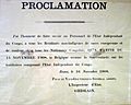 Proclamation on the founding of the Belgian Congo