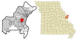Location of Ladue, Missouri