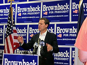 U.S. Senator from Kansas Sam Brownback officially opened his GOP presidential candidacy' Iowa campaign headquarters in West Des Moines, IA