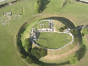 Aerial photograph of Old Sarum site, on departure from Old Sarum airfield
