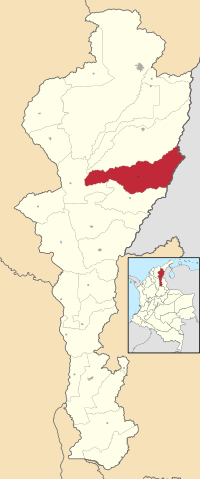 Location of the municipality and town of Becerril in the Department of Cesar.