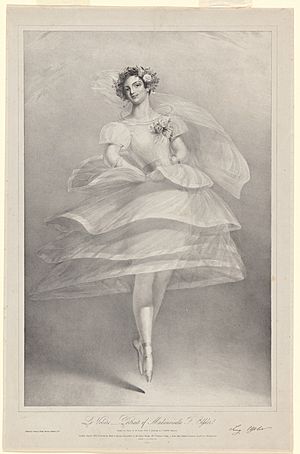 Fanny Elssler in La Volière, lithograph by Gauci from drawing by J. Deffett Francis 1838