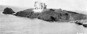 Napalm explosion on Cézembre island (Britanny, France), 31 August 1944 - cropped